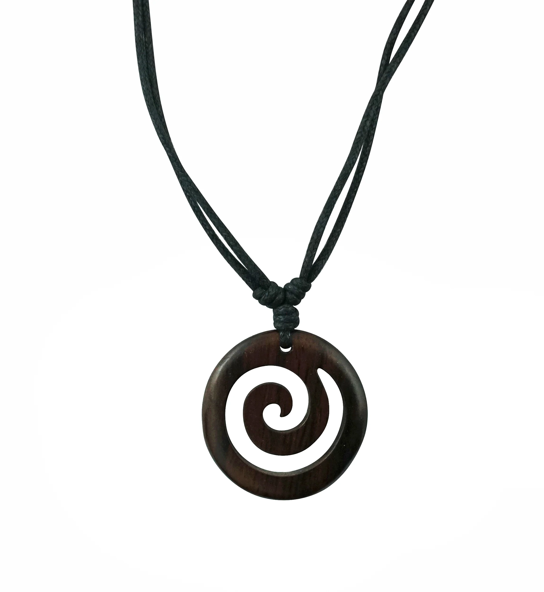 Swirl Wood Pendant Necklace