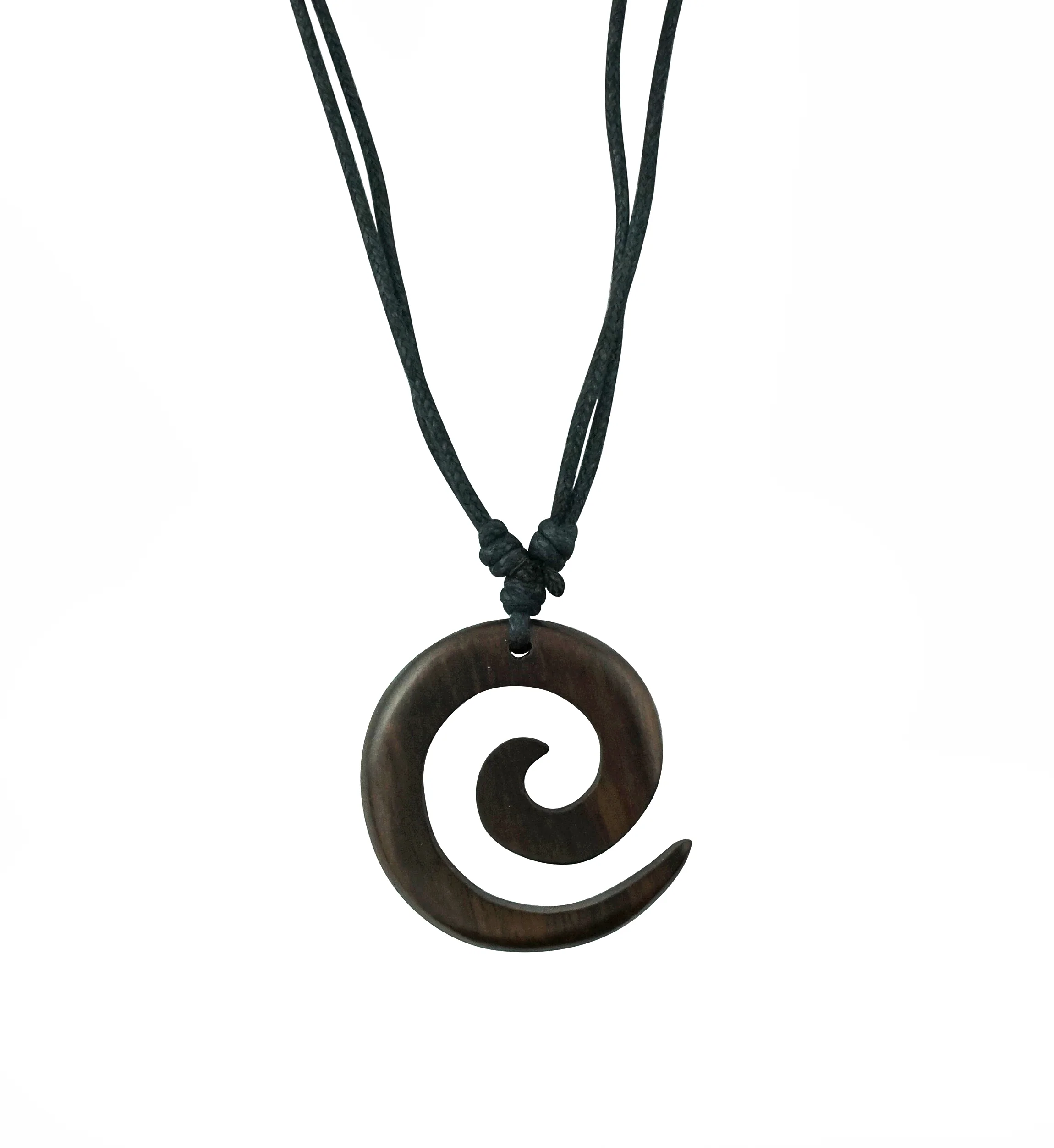 Swirl Wood Pendant Necklace