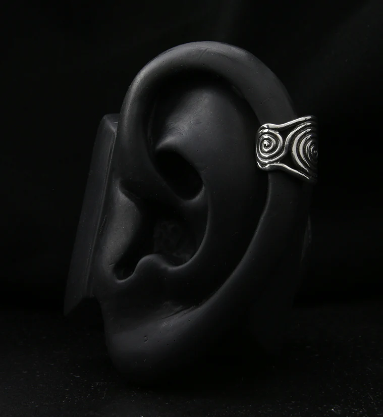 Swirl White Brass Ear Cuff