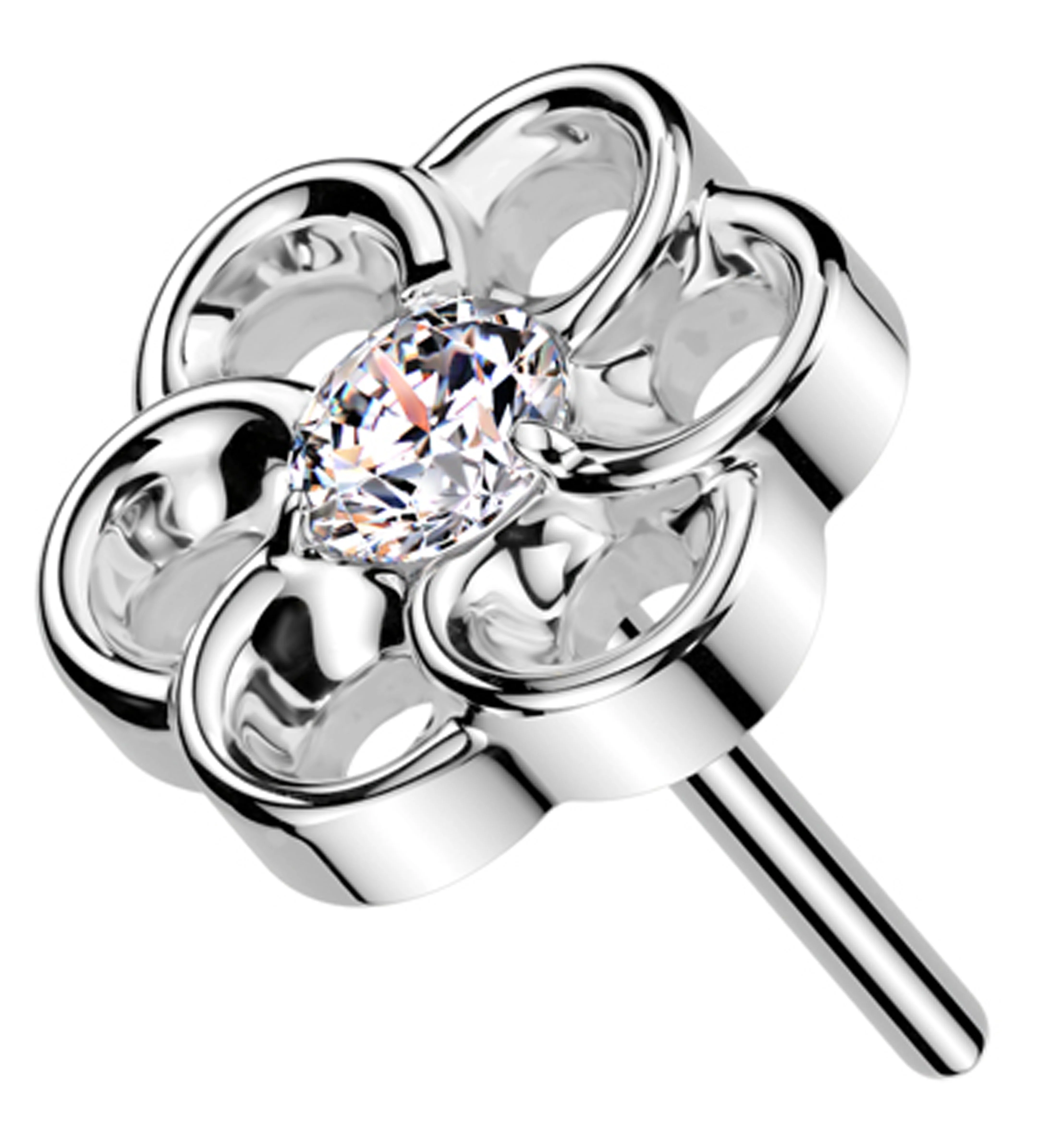 Roil Flower Clear CZ Threadless Titanium Top