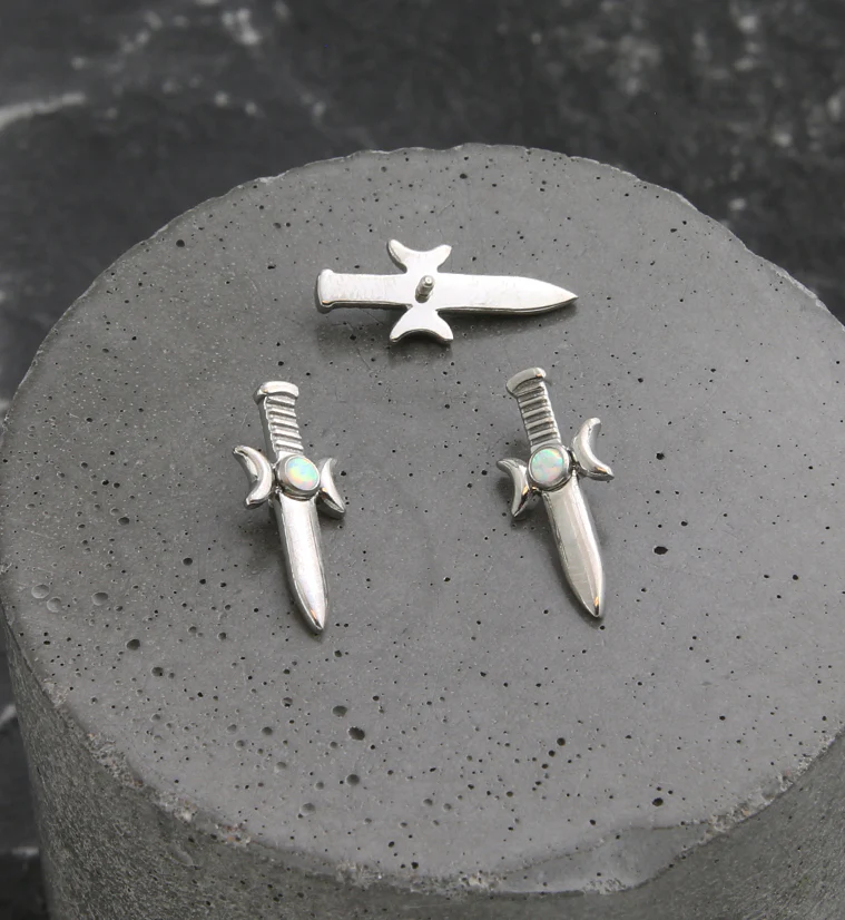 Sword And Moon Phase White Opalite Internally Threaded Titanium Top - Image 2
