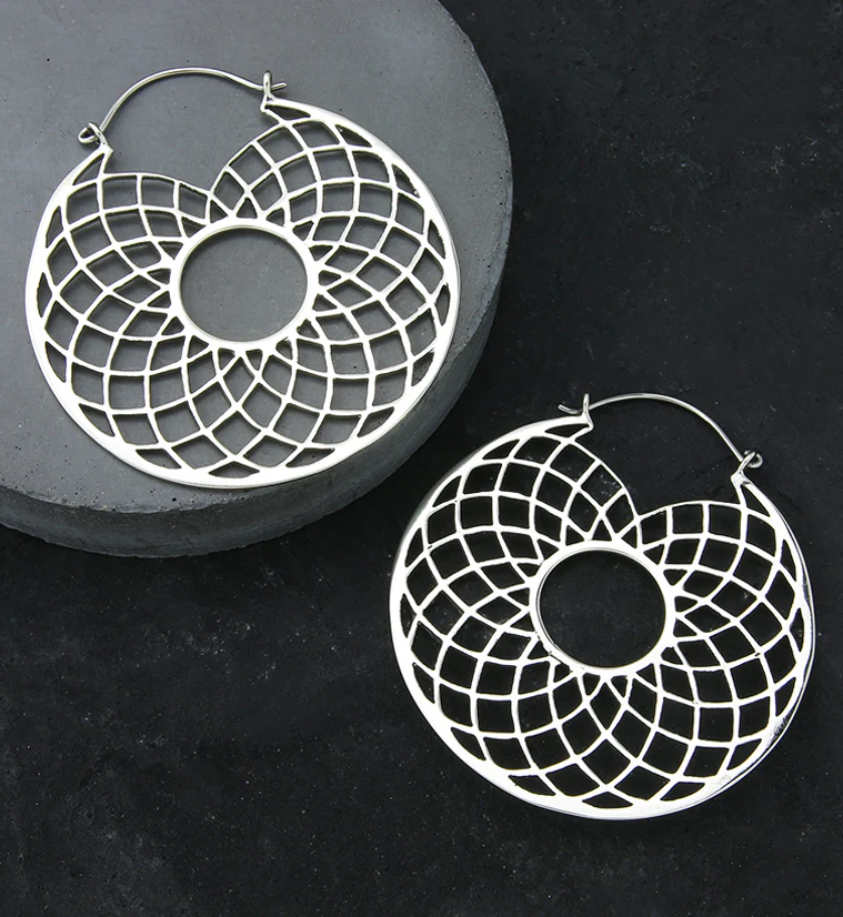 Symmetrical White Brass Titanium Hangers / Earrings - Image 2