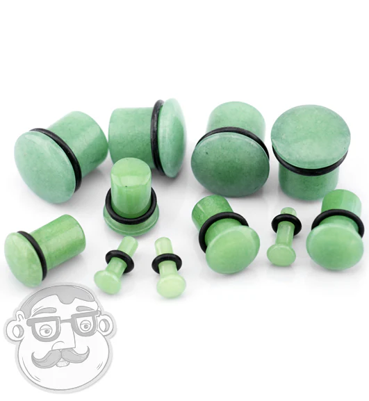 Synthetic Green Jade Stone Plugs - Single Flare - Image 2