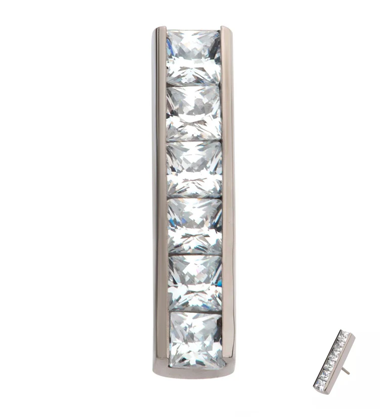 Tall Rack CZ Threadless Titanium Top