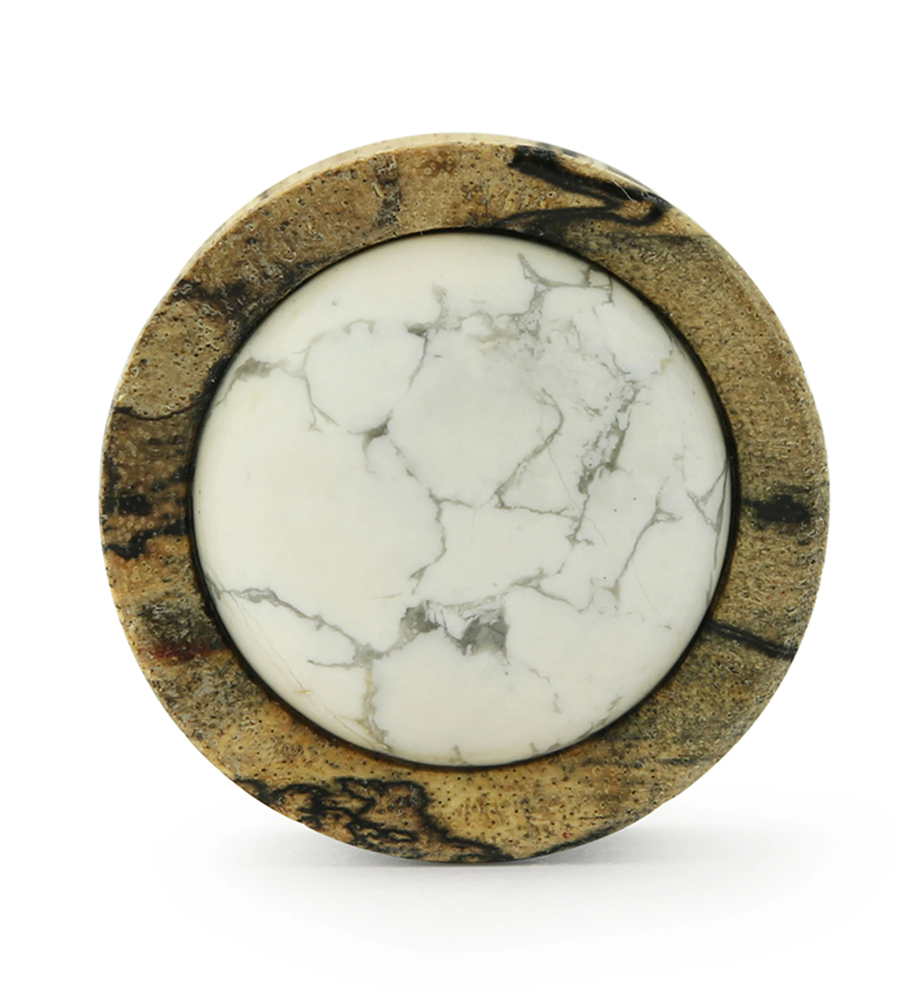 Tamarind Wood Double Flare Plugs With Howlite Stone Inlay - Image 3