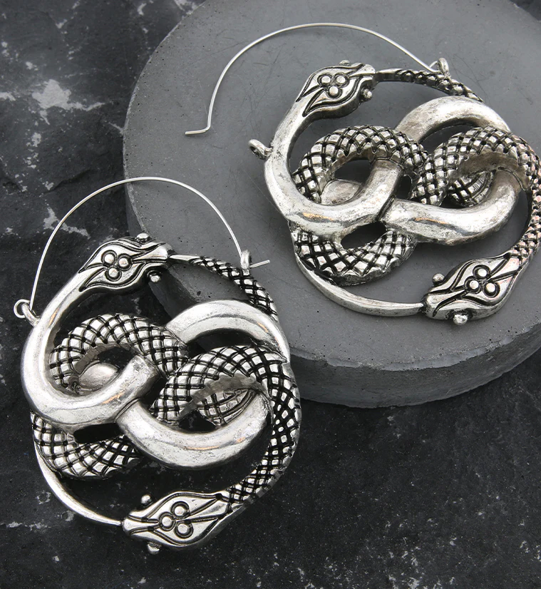 Tangled Snakes Stainless Steel Plug Hoops - Image 2