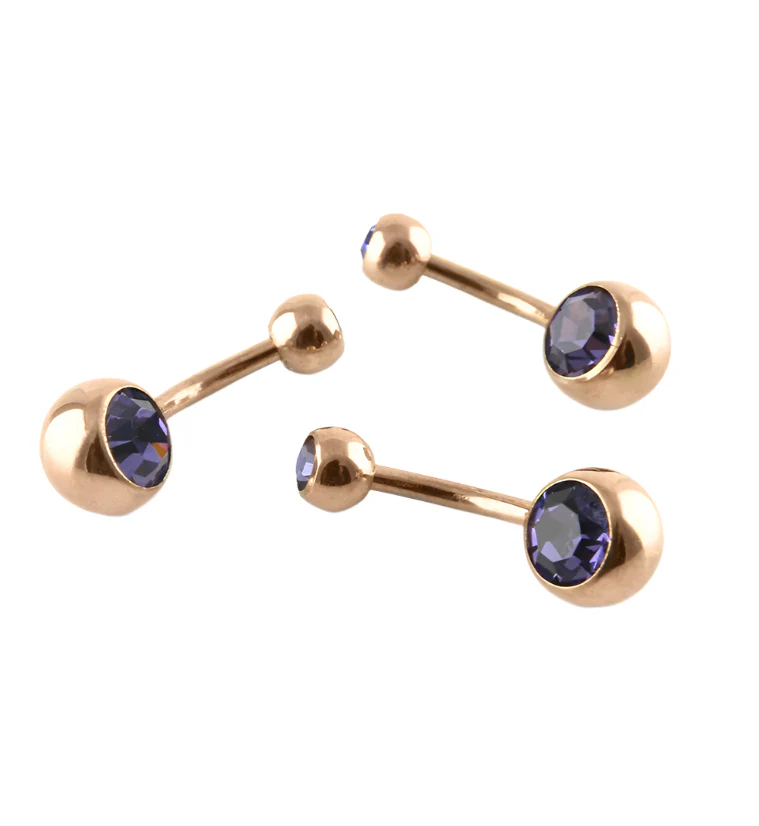 Tanzanite CZ PVD Rose Gold Belly Button Ring