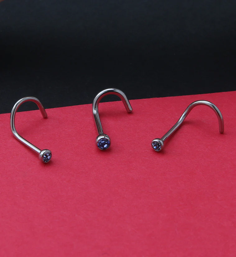 Tanzanite Gem Nose Screw Ring - Image 2