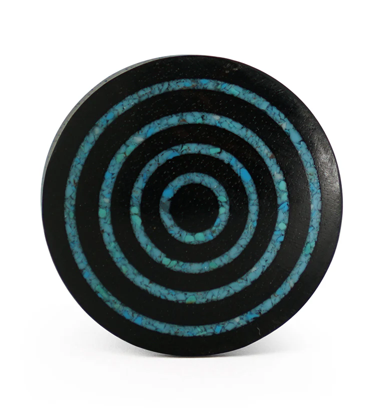 Target Turquoise Howlite Stone Inlay Areng Wooden Plugs - Image 3