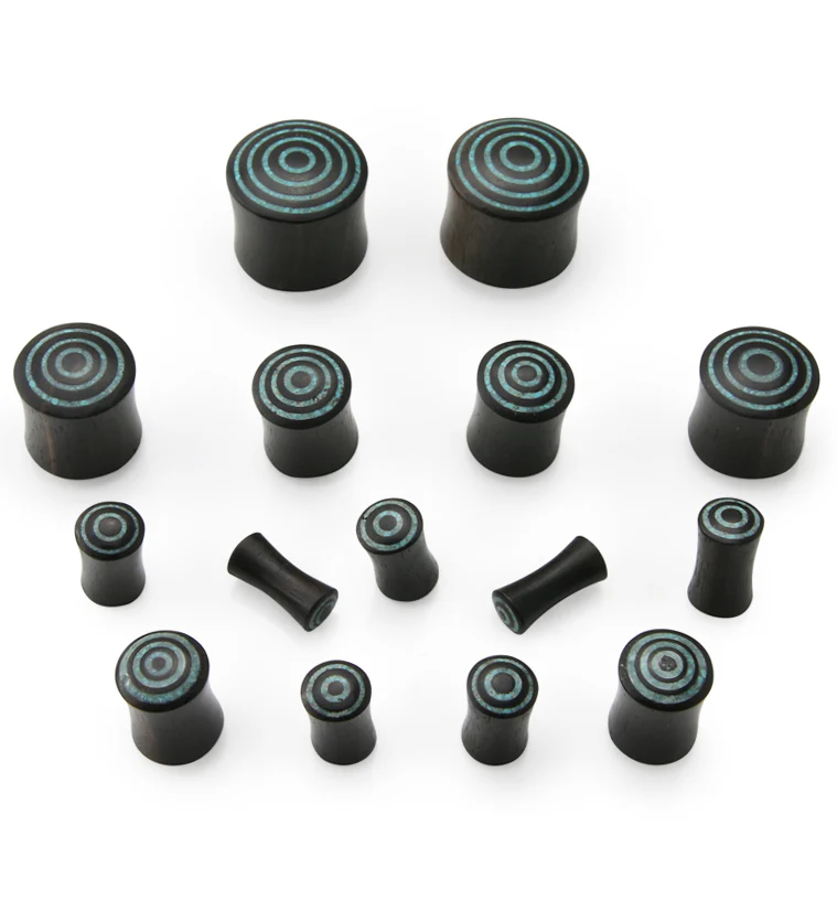 Target Turquoise Howlite Stone Inlay Areng Wooden Plugs - Image 4