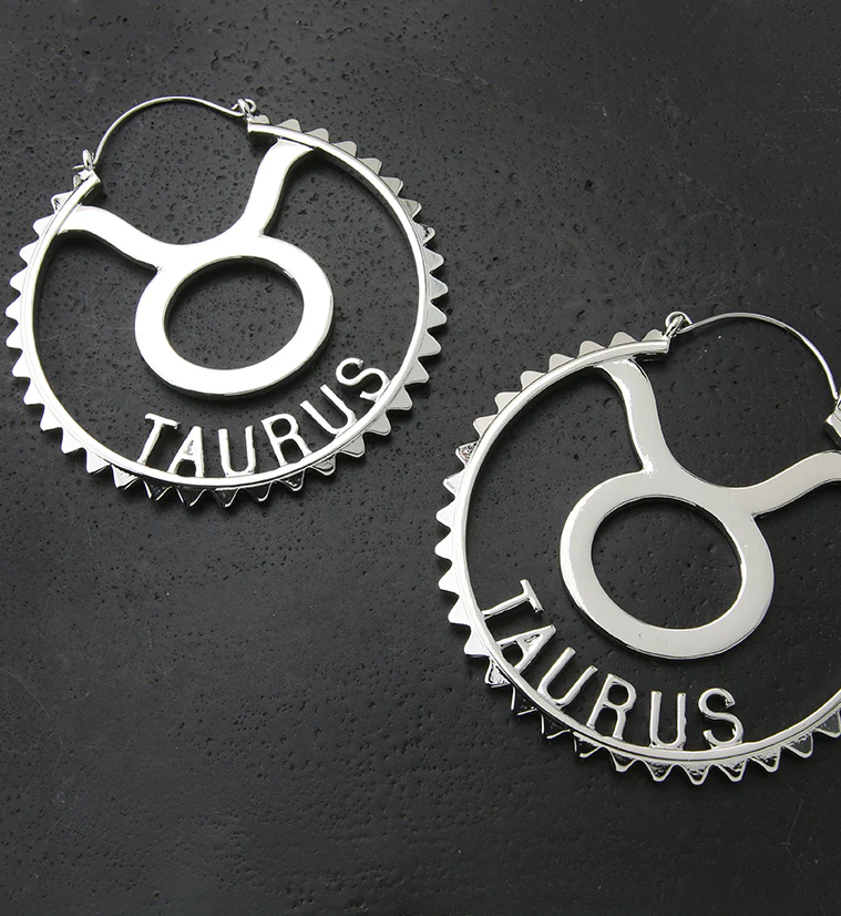 Taurus Sign Plug Hoops - Image 2