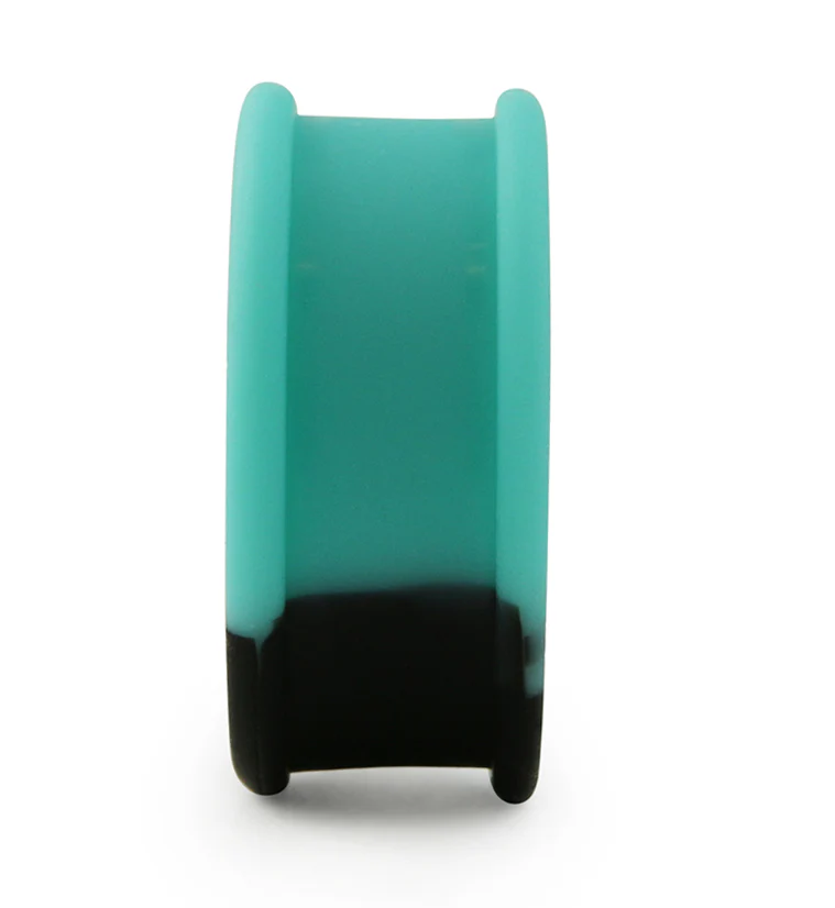 Teal And Black Double Flare Silicone Tunnel Plugs - Image 5