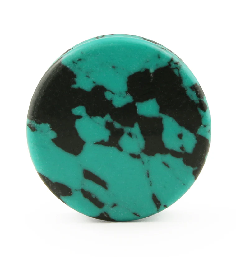Black & Teal Howlite Stone Plugs - Image 3