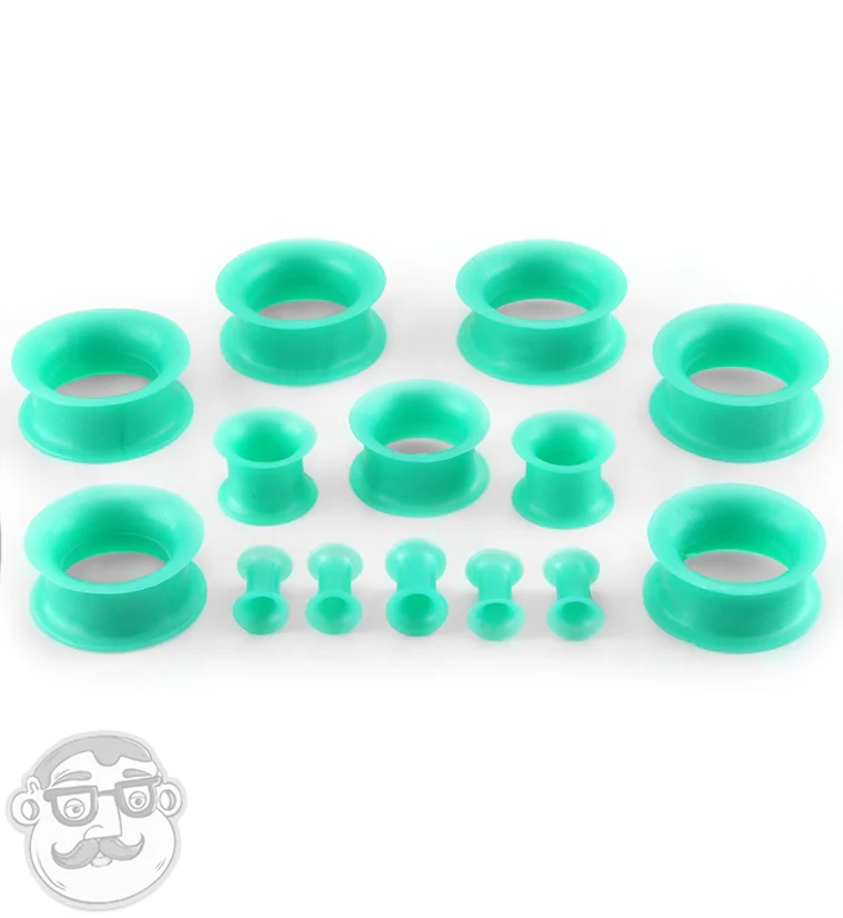 Teal Green Silicone Ear Skins Tunnels - Image 3