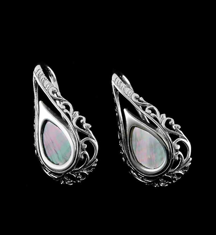 Teardrop Lattice MOP Brass Ear Weights - Image 2