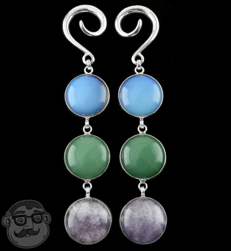 Ternary Aventurine X Opalite X Amethyst Hanging Ear Weights