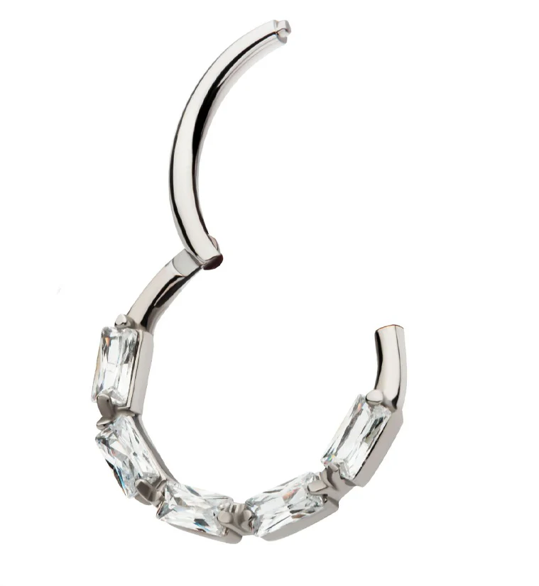 Terrace Clear CZ Stainless Steel Hinged Segment Ring - Image 3