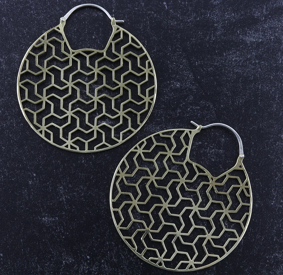 Tessellation Brass Earrings - Weights - Image 3