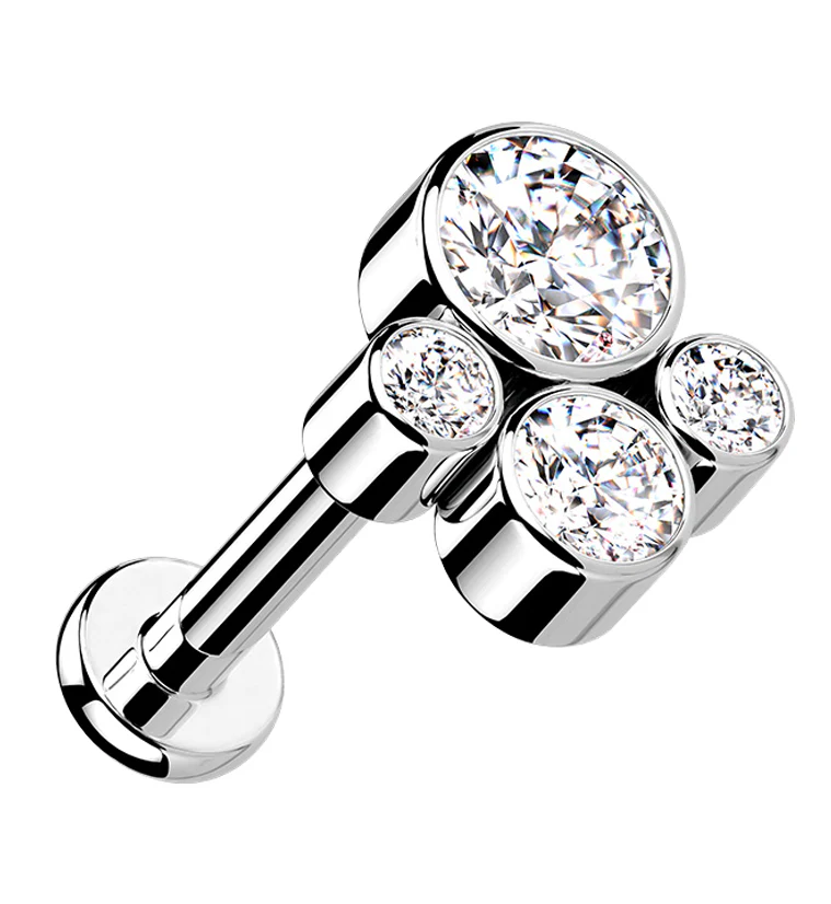 Tetrad Clear CZ Titanium Labret