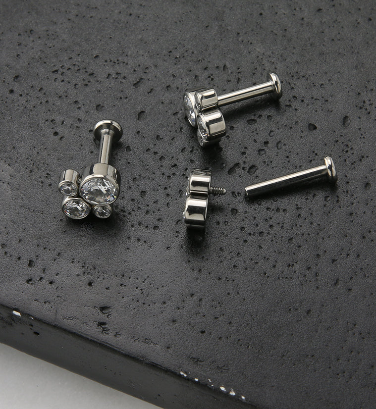 Tetrad Clear CZ Titanium Labret - Image 2