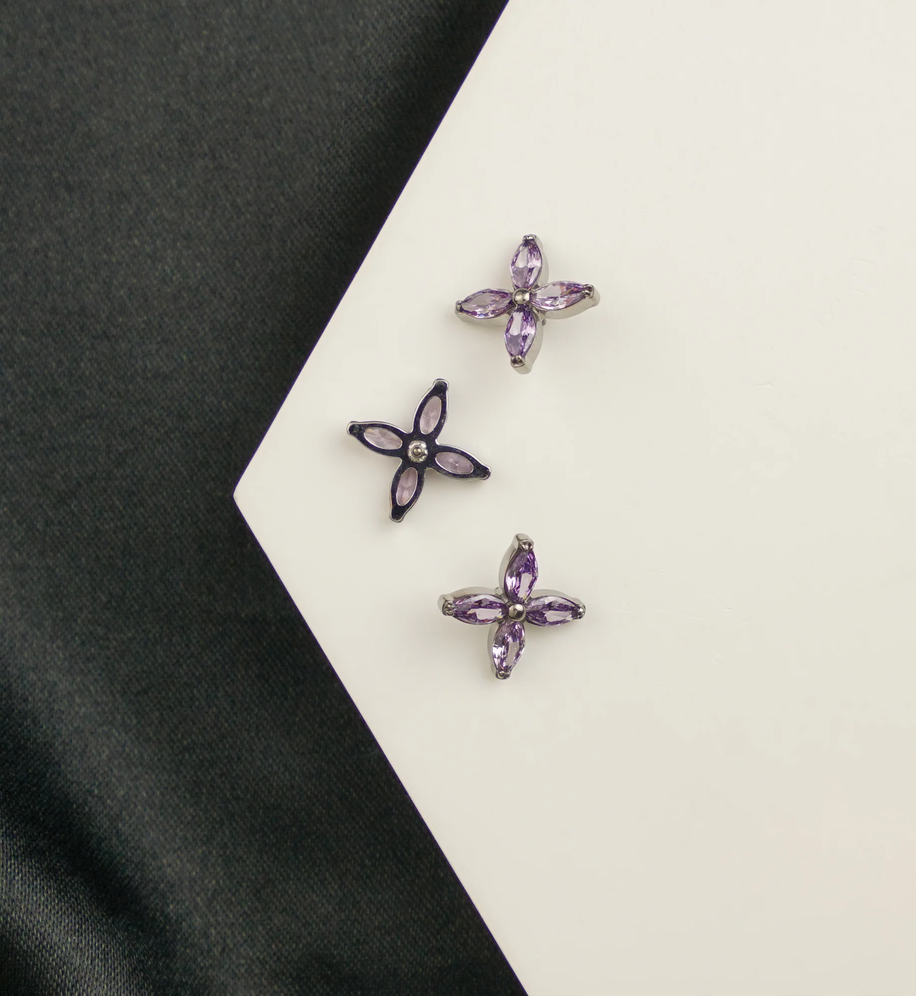 Tetrad Marquise Amethyst CZ Internally Threaded Titanium Top - Image 2