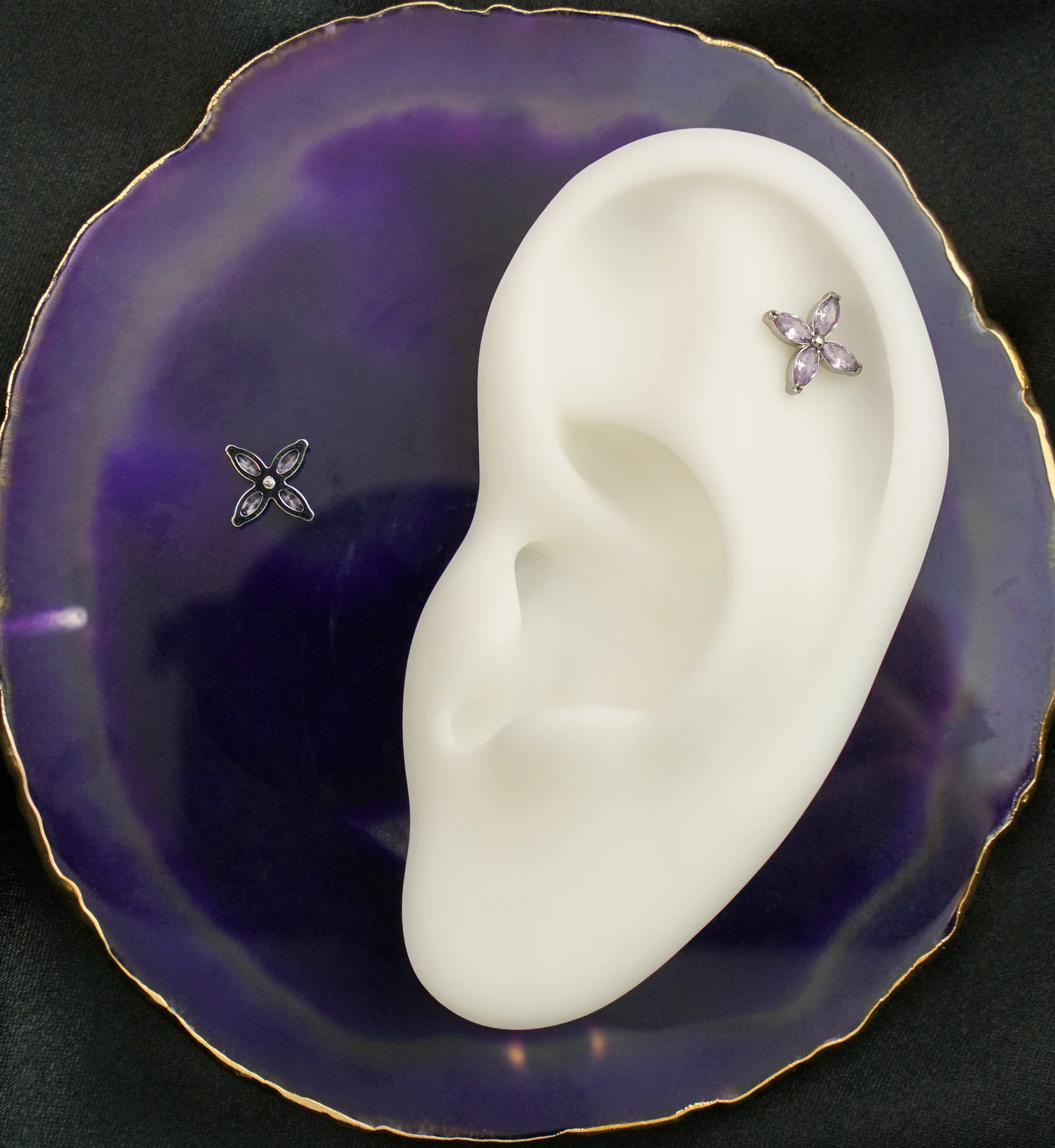 Tetrad Marquise Amethyst CZ Threadless Titanium Top - Image 2