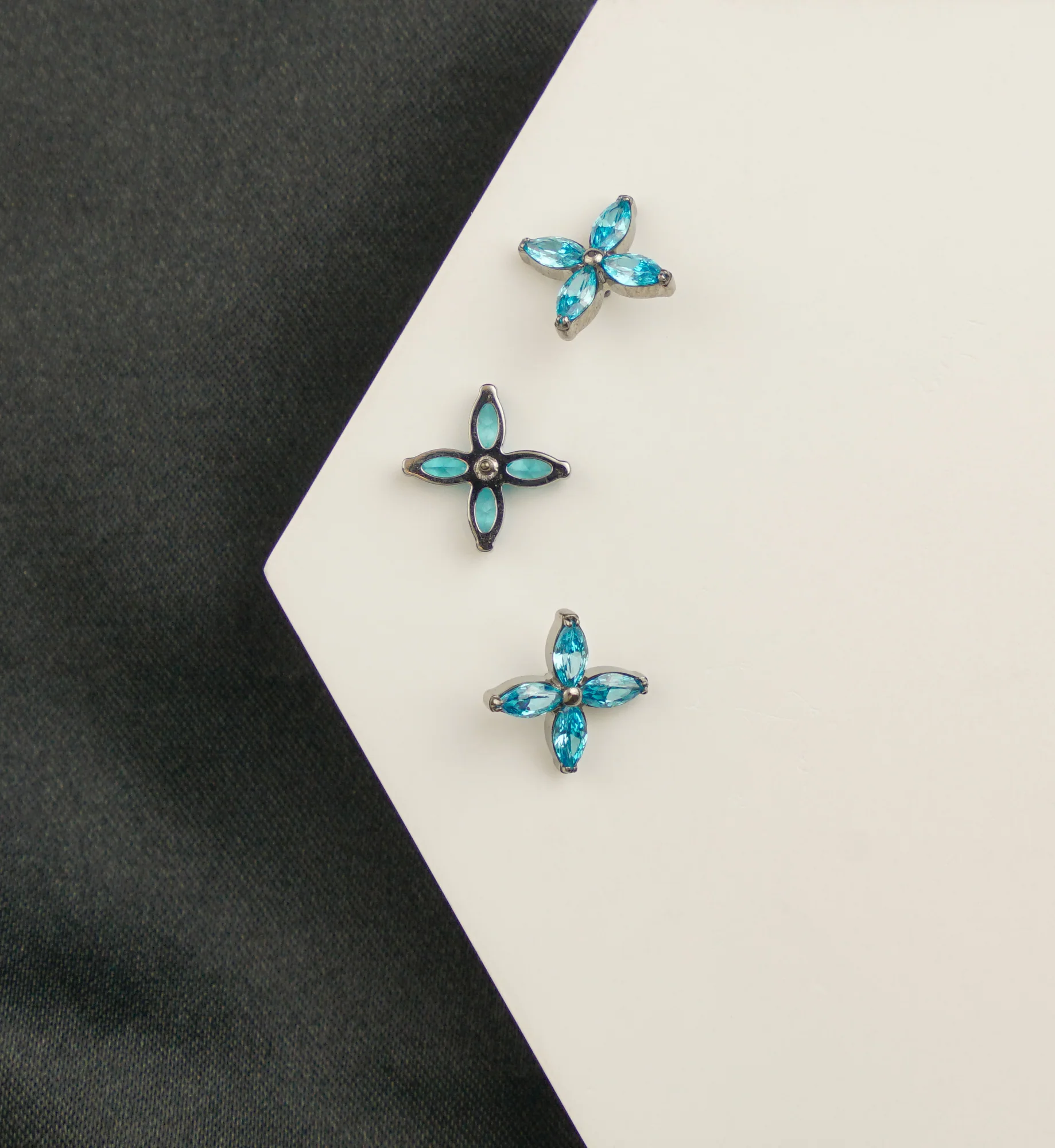 Tetrad Marquise Blue Topaz CZ Internally Threaded Titanium Top - Image 2