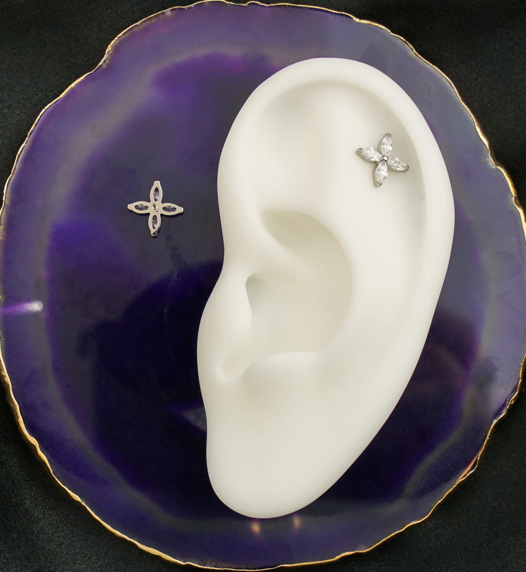 Tetrad Marquise Clear CZ Threadless Titanium Top - Image 2
