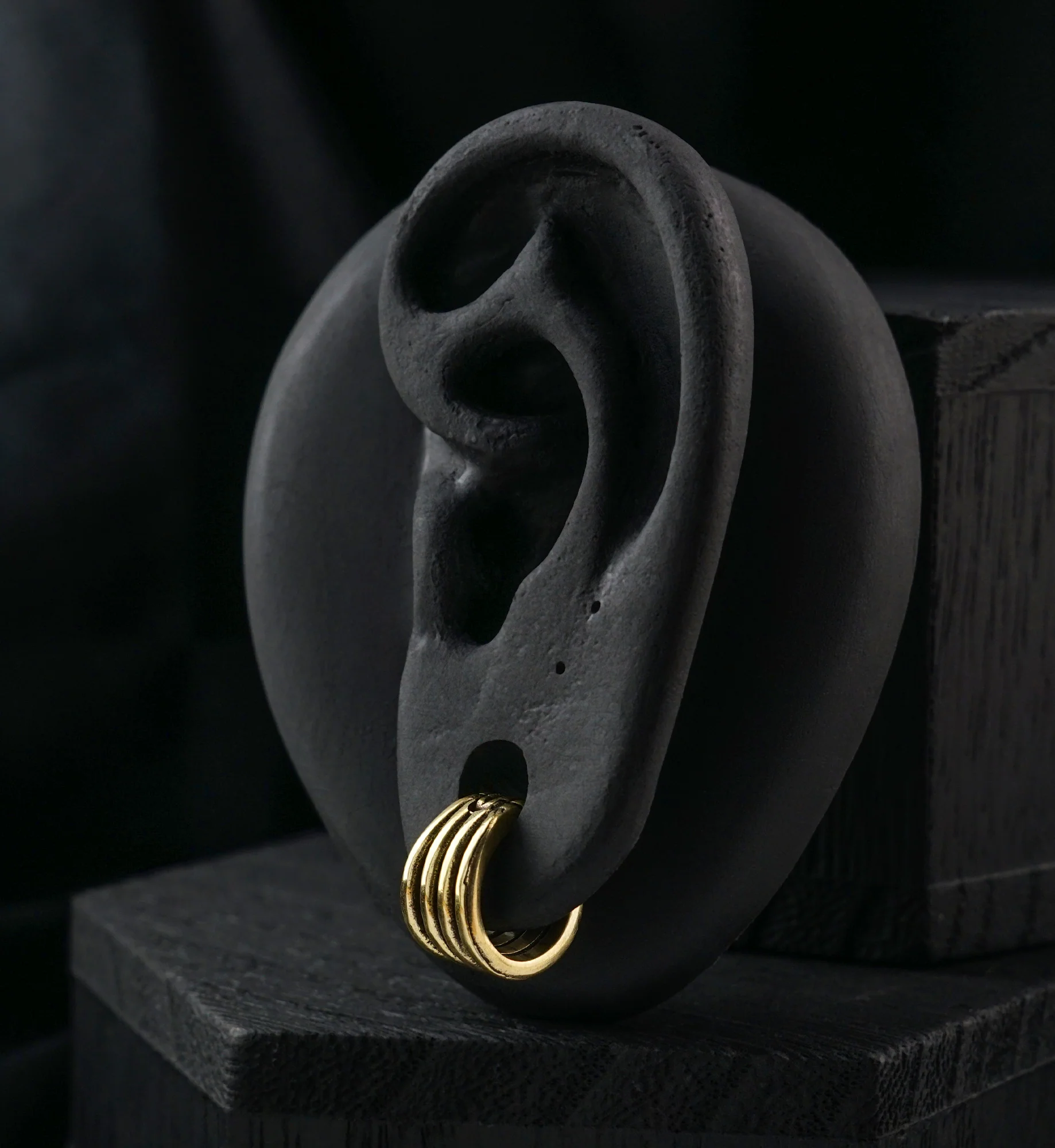 Tetrad Ring Brass Hinged Stretched Ear Cuffs - Image 2