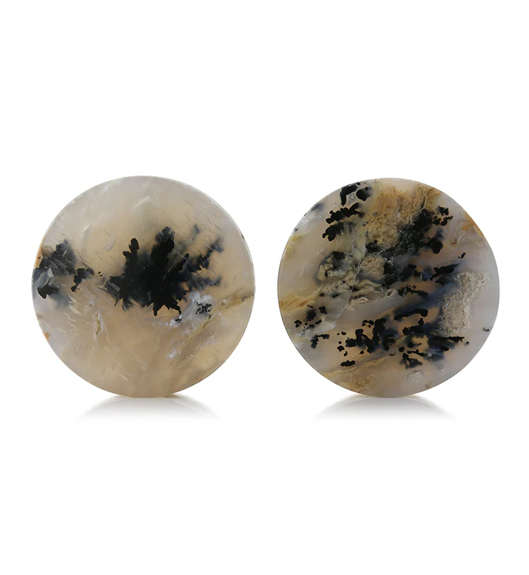 Tiger Agate Dendritic Stone Plugs 1 & 1/4" (32mm) Version 1