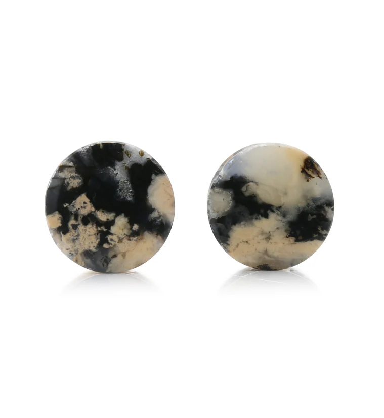 Tiger Agate Dendritic Stone Plugs 1/2" (12.5mm) Version 2