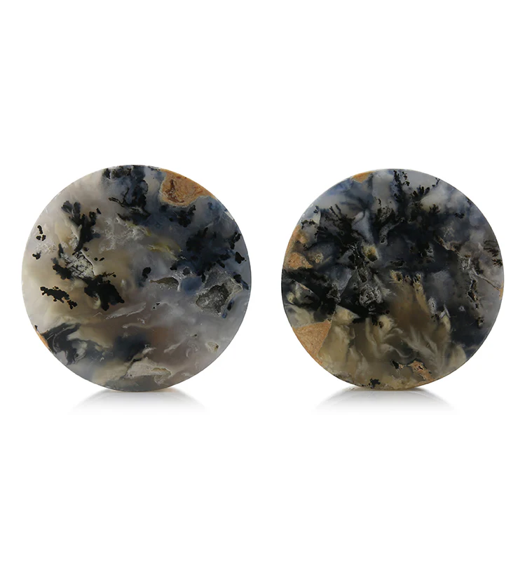 Tiger Agate Dendritic Stone Plugs 1 & 3/8" (35.2mm) Version 2