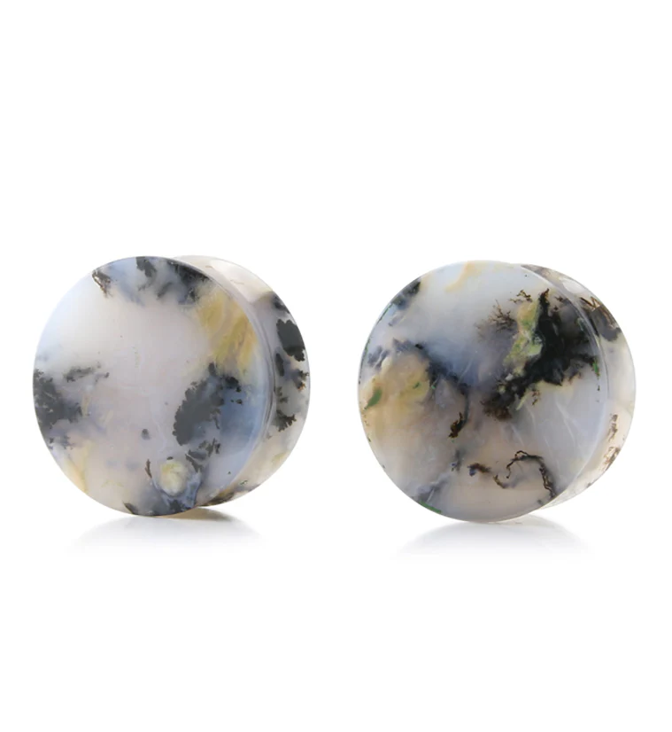 Tiger Agate Dendritic Stone Plugs 3/4" (19.5mm) Version 2 - Image 2