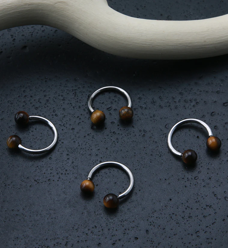 Tiger Eye Stone Circular Barbell - Image 2