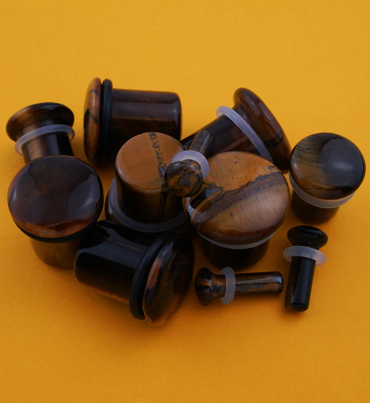 Tiger Eye Stone Plugs - Single Flare - Image 2
