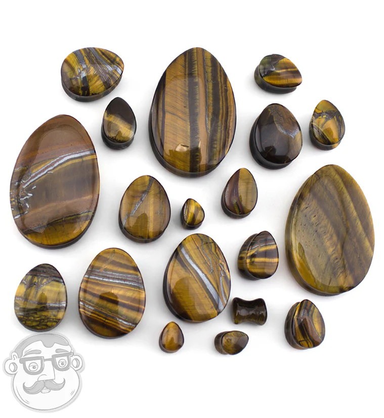 Tiger Eye Stone Teardrop Plugs - Image 2