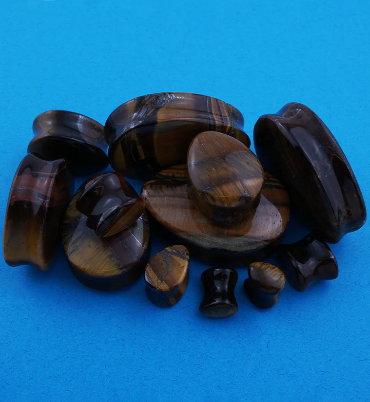 Tiger Eye Stone Teardrop Plugs - Image 3