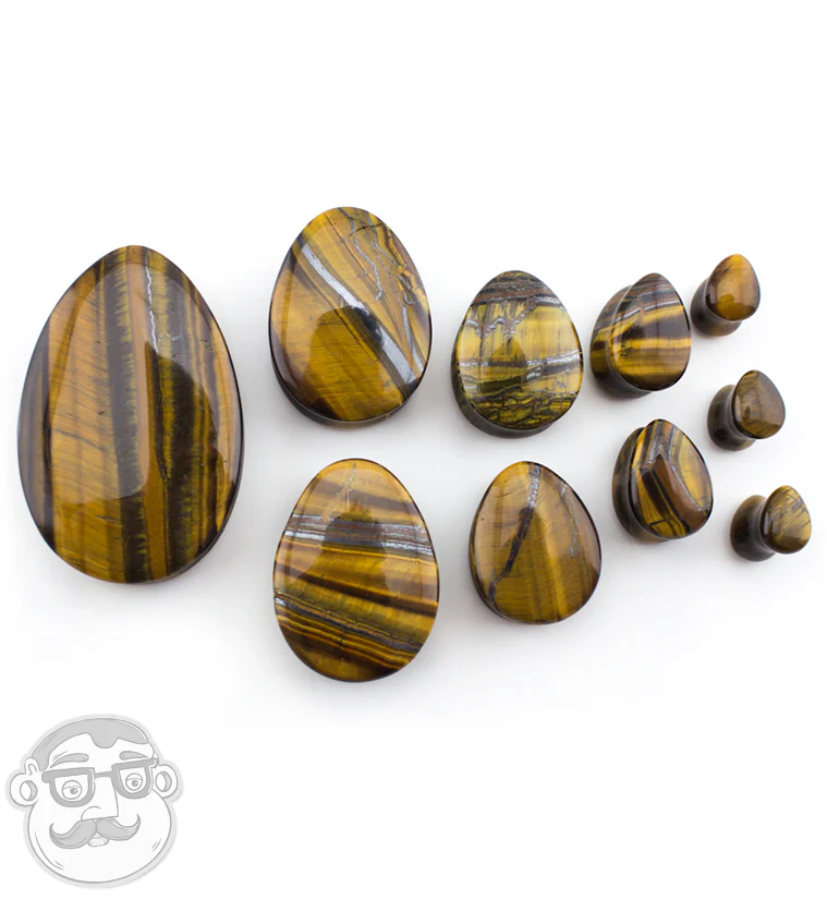 Tiger Eye Stone Teardrop Plugs - Image 6