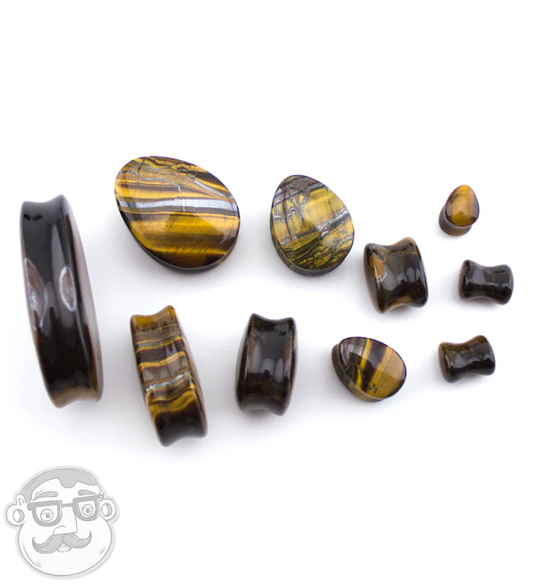 Tiger Eye Stone Teardrop Plugs - Image 7