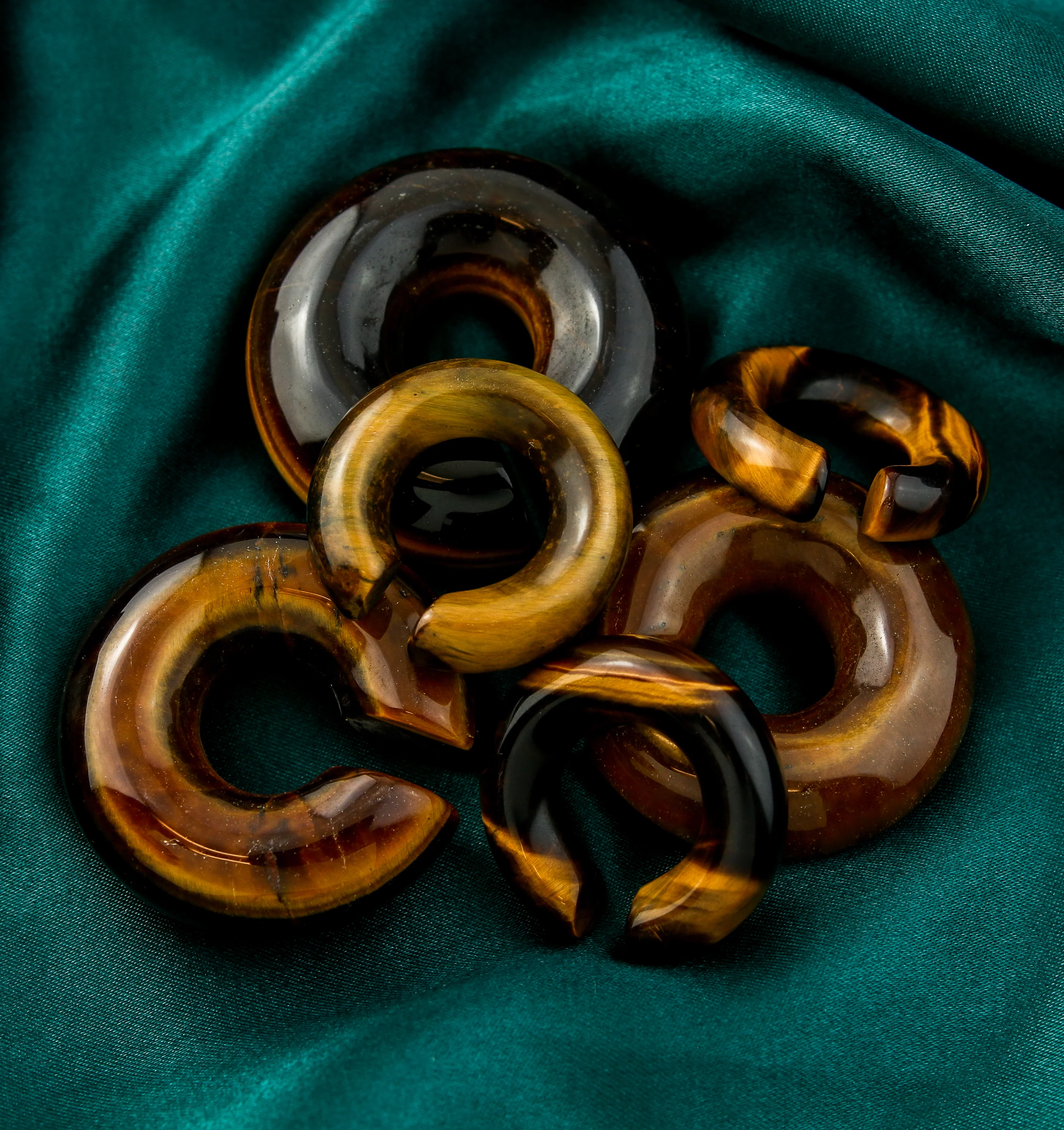Tiger's Eye Stone Hoop Plugs - Image 2