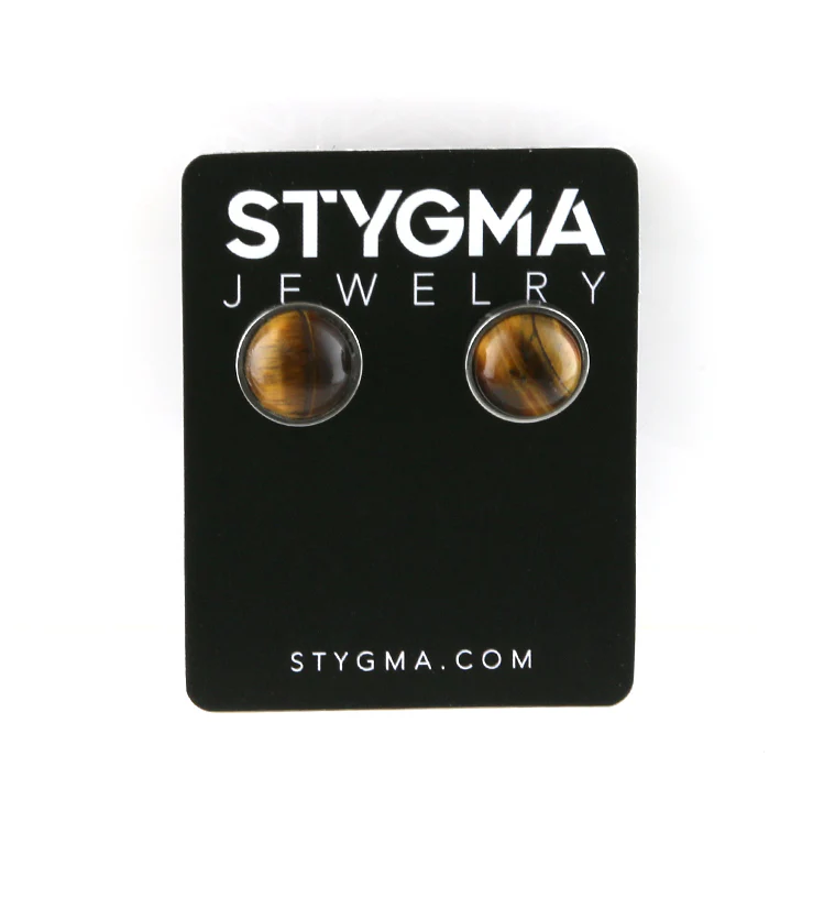 Tigers Eye Stone Stud Earrings