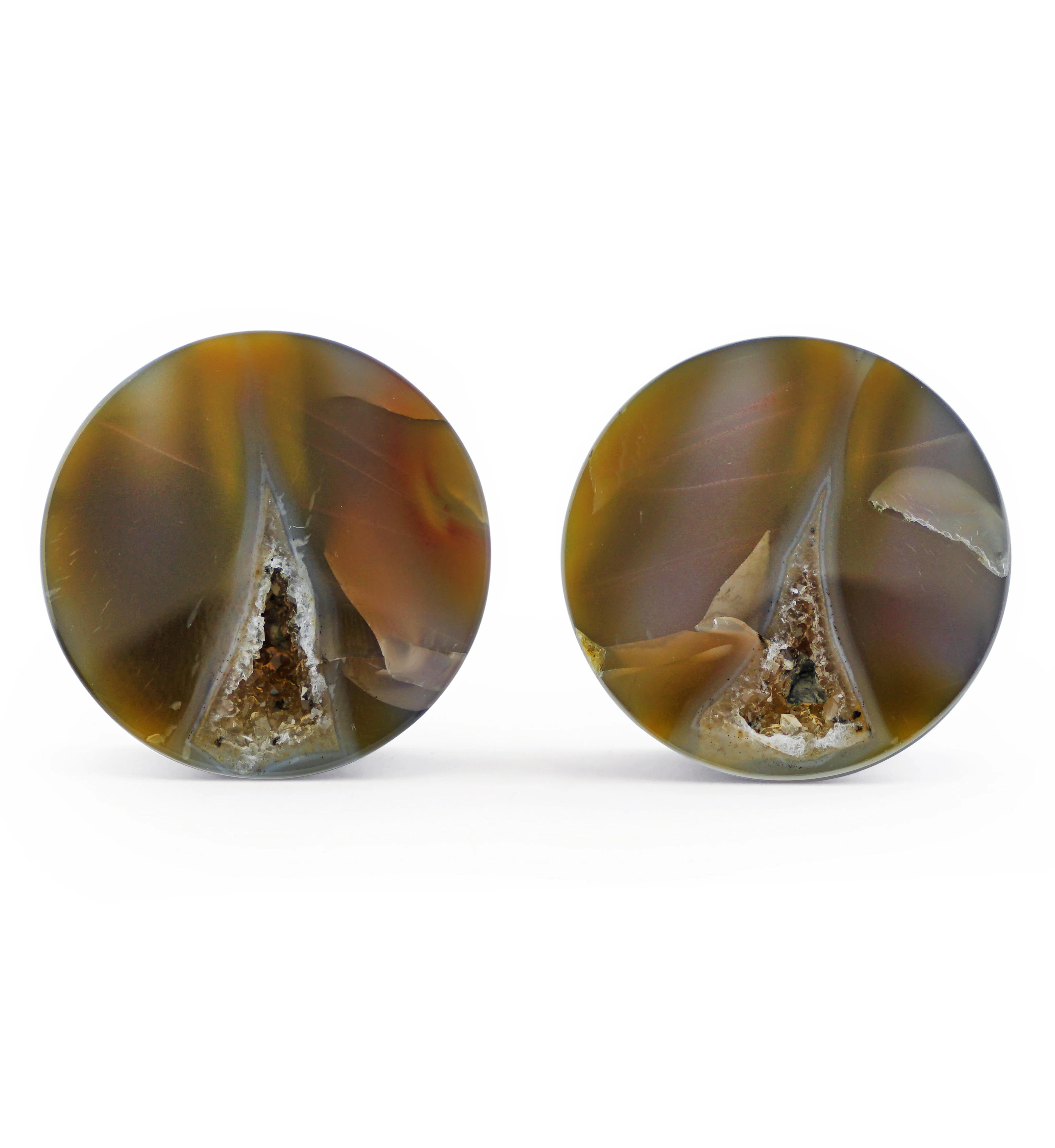 1 & 1/8" (28mm) Timor Agate Double Flare Plugs Version 1