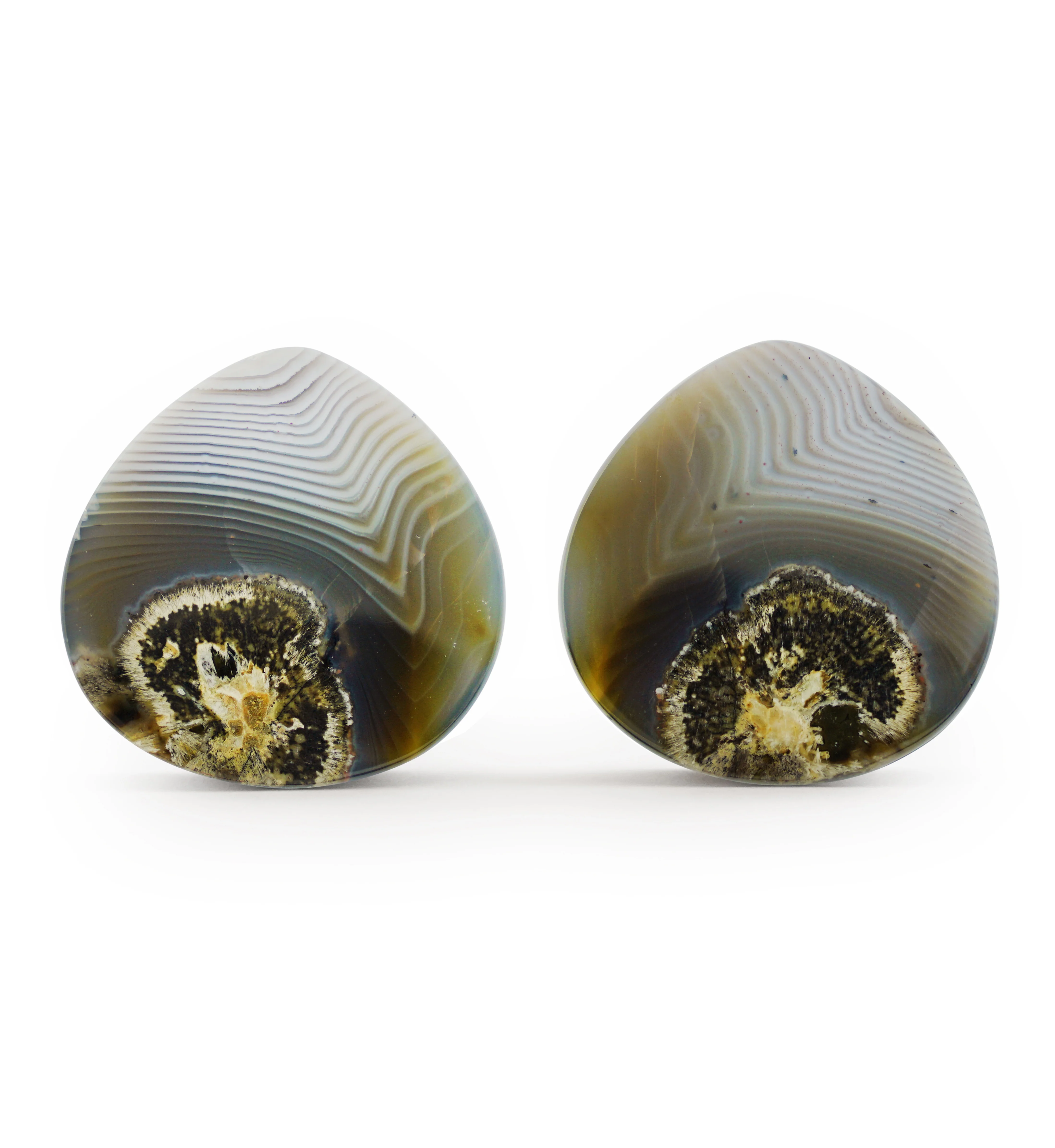 1 & 1/2" (38mm) Timor Agate Teardrop Double Flare Plugs Version 1