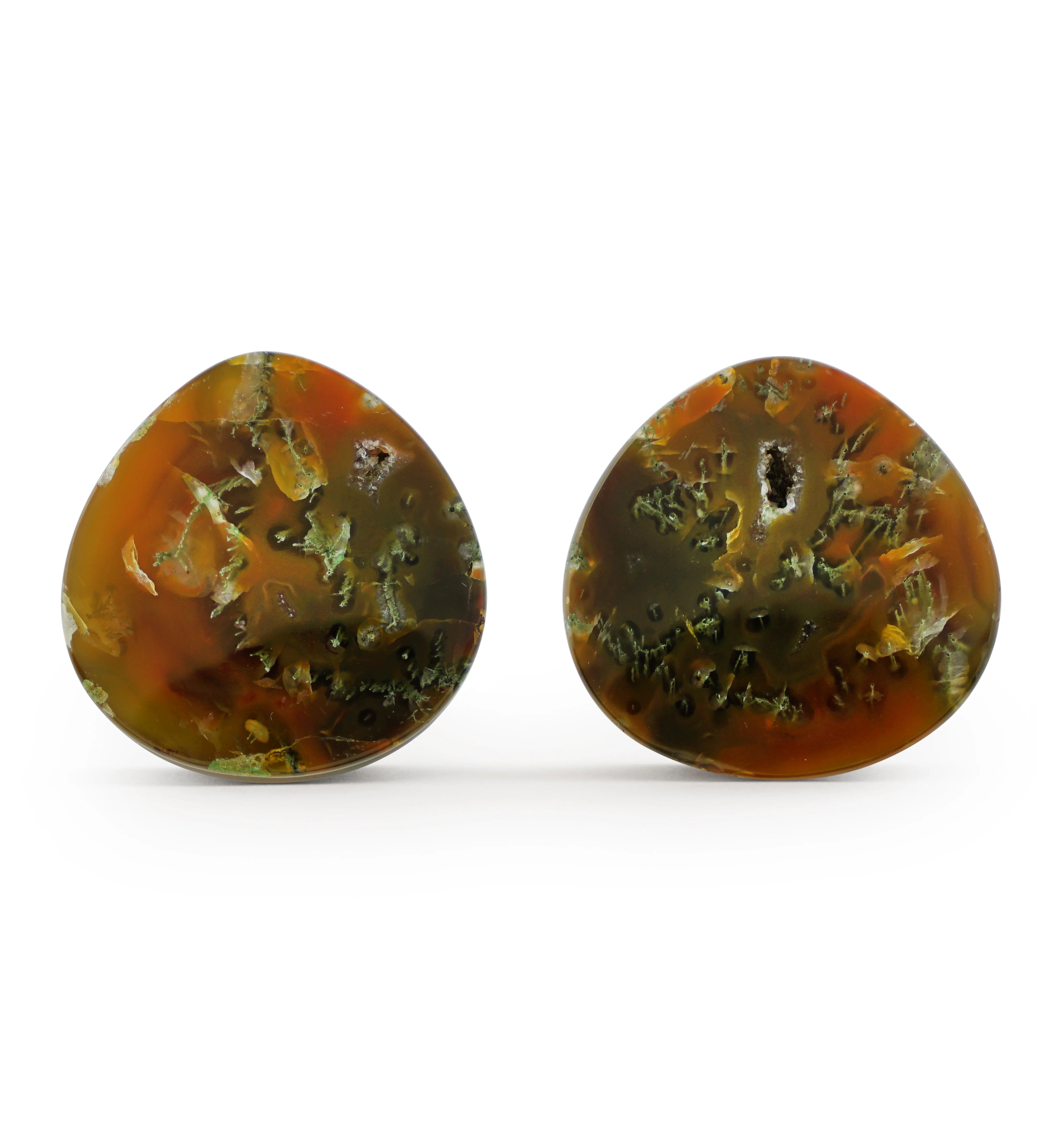 1 & 1/4" (32mm) Timor Agate Teardrop Double Flare Plugs Version 3