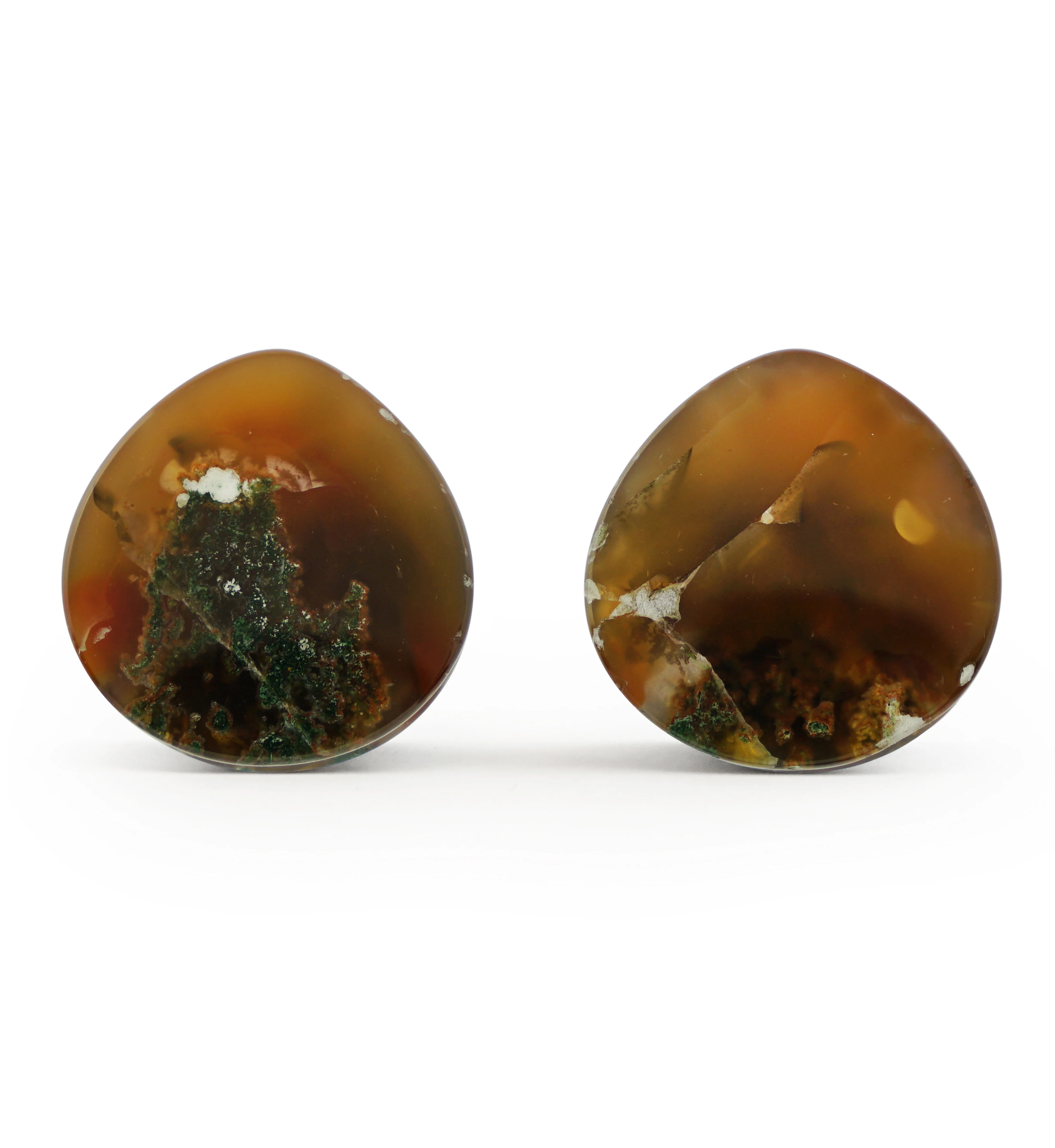 1 & 1/8" (28mm) Timor Agate Teardrop Double Flare Plugs Version 2
