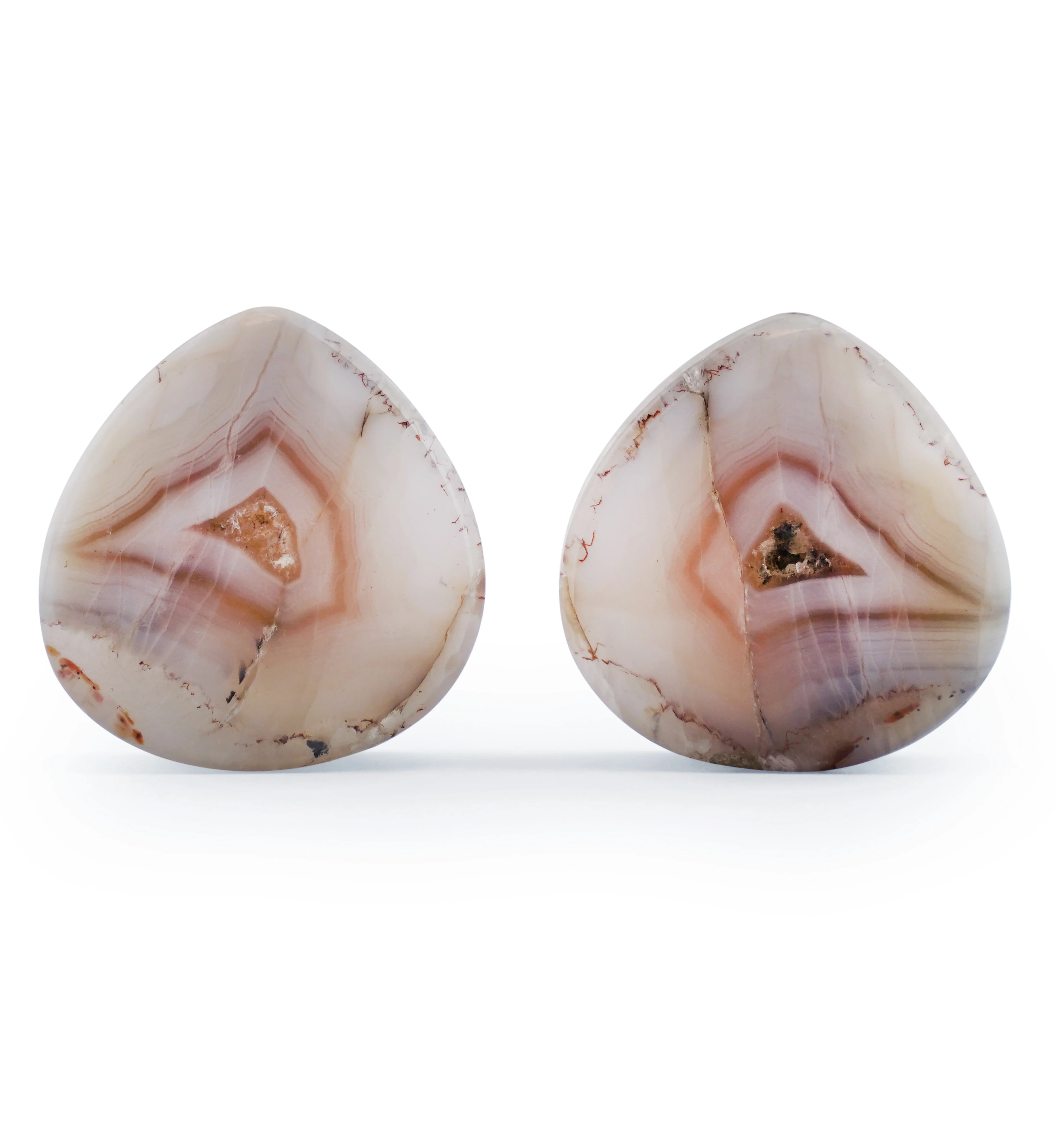 1" (25mm) Timor Agate Teardrop Double Flare Plugs Version 1