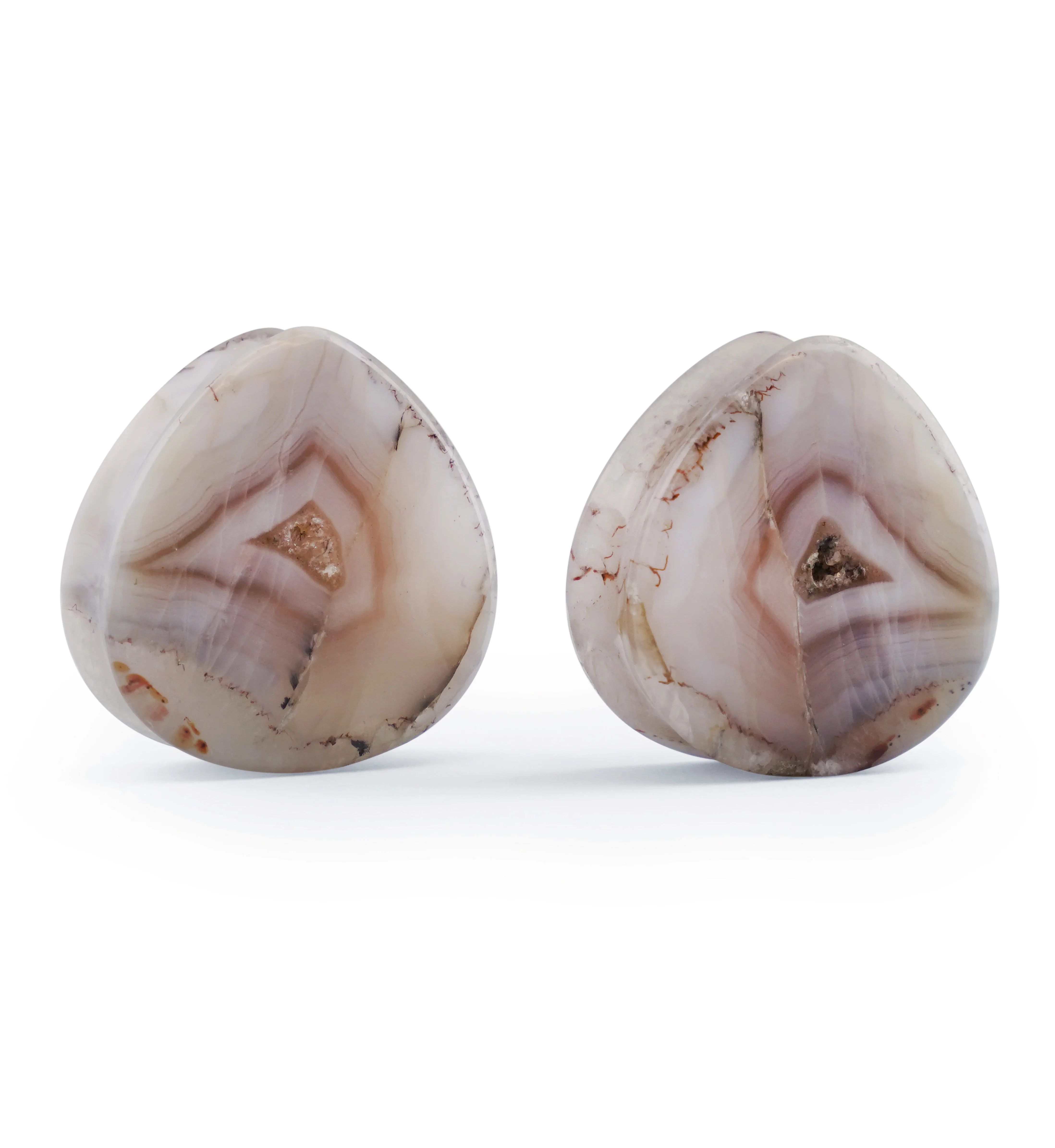 1" (25mm) Timor Agate Teardrop Double Flare Plugs Version 1 - Image 2