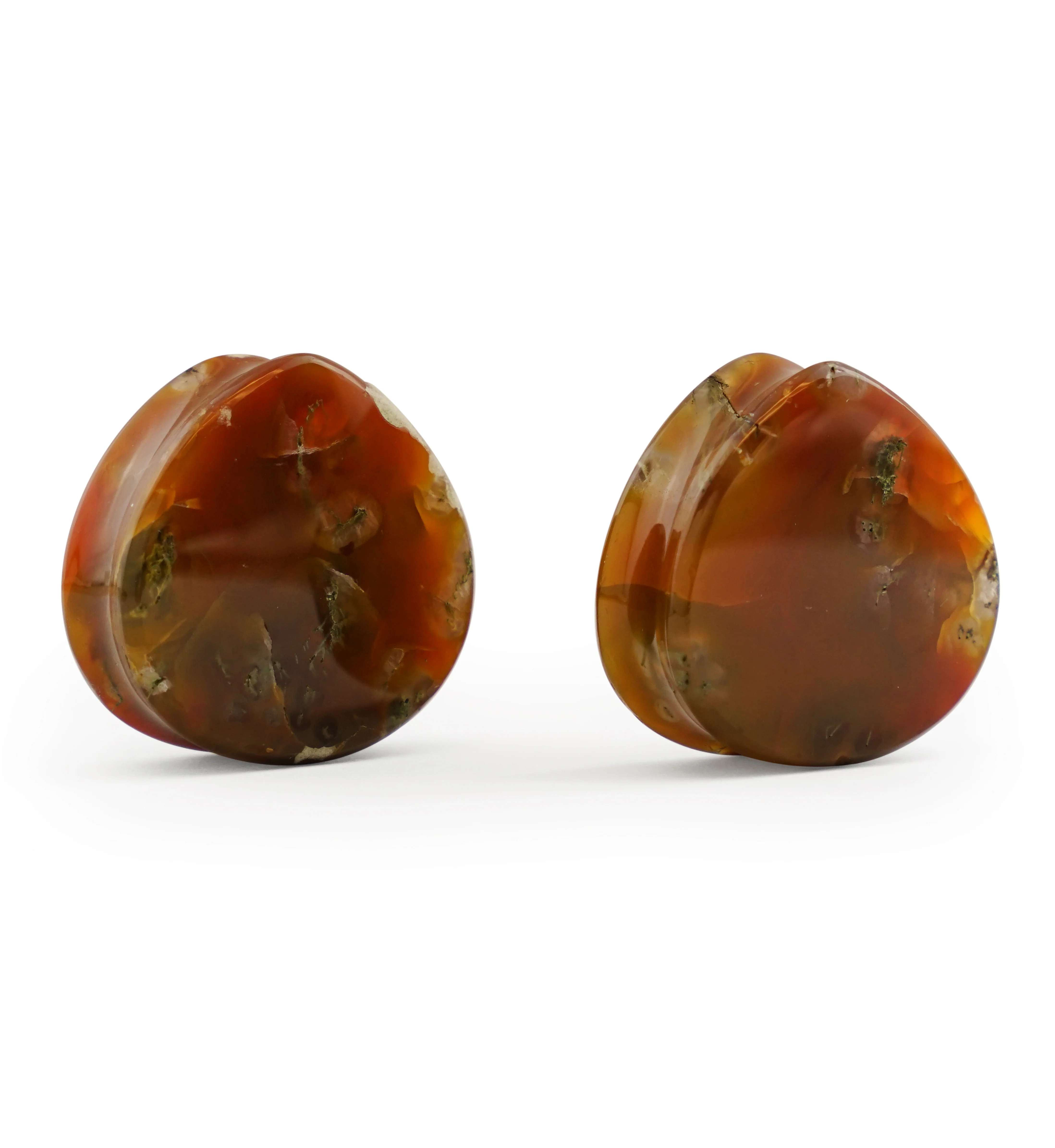 1" (25mm) Timor Agate Teardrop Double Flare Plugs Version 2 - Image 2