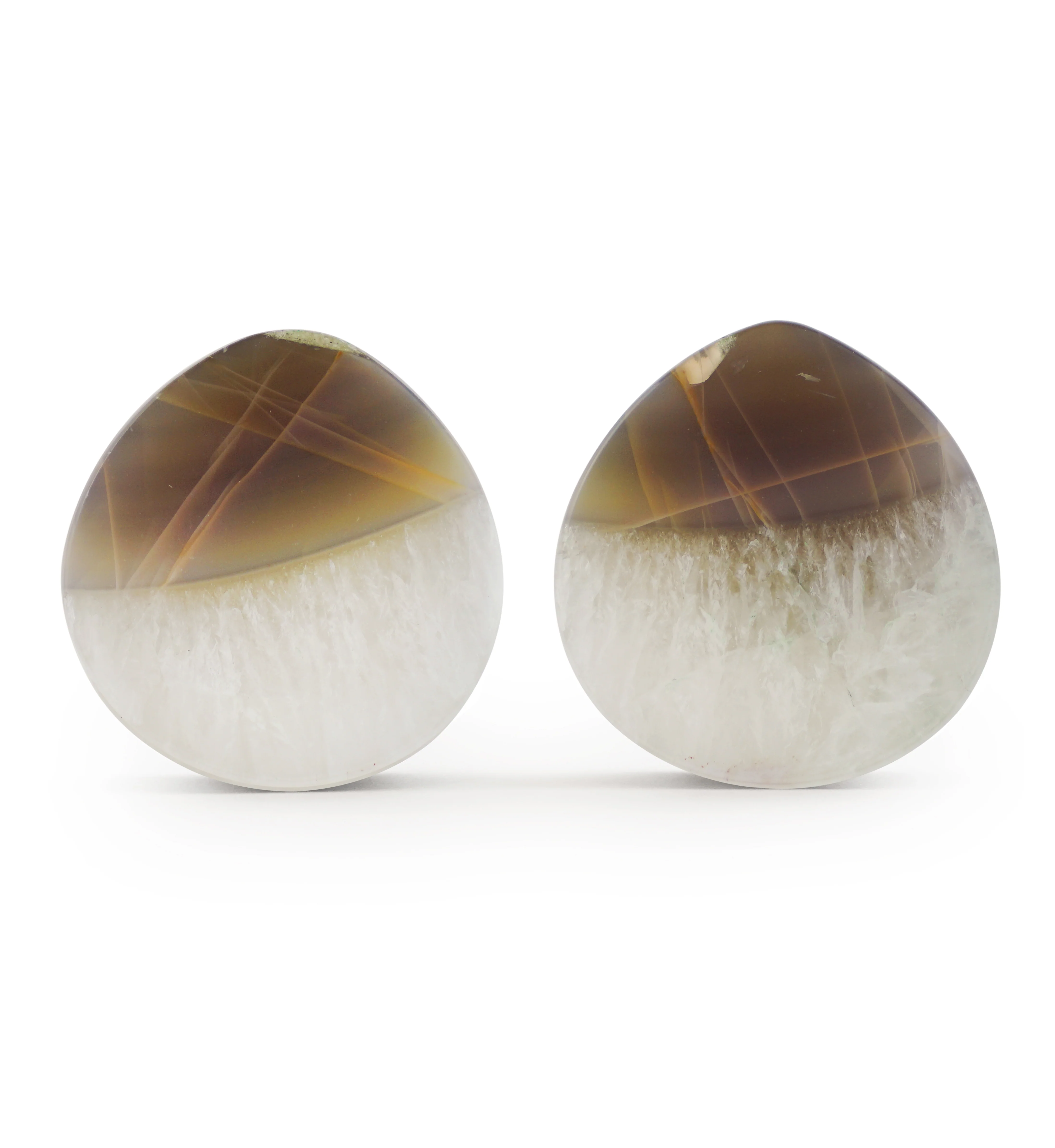 1 & 3/8" (35mm) Timor Agate Teardrop Double Flare Plugs Version 1
