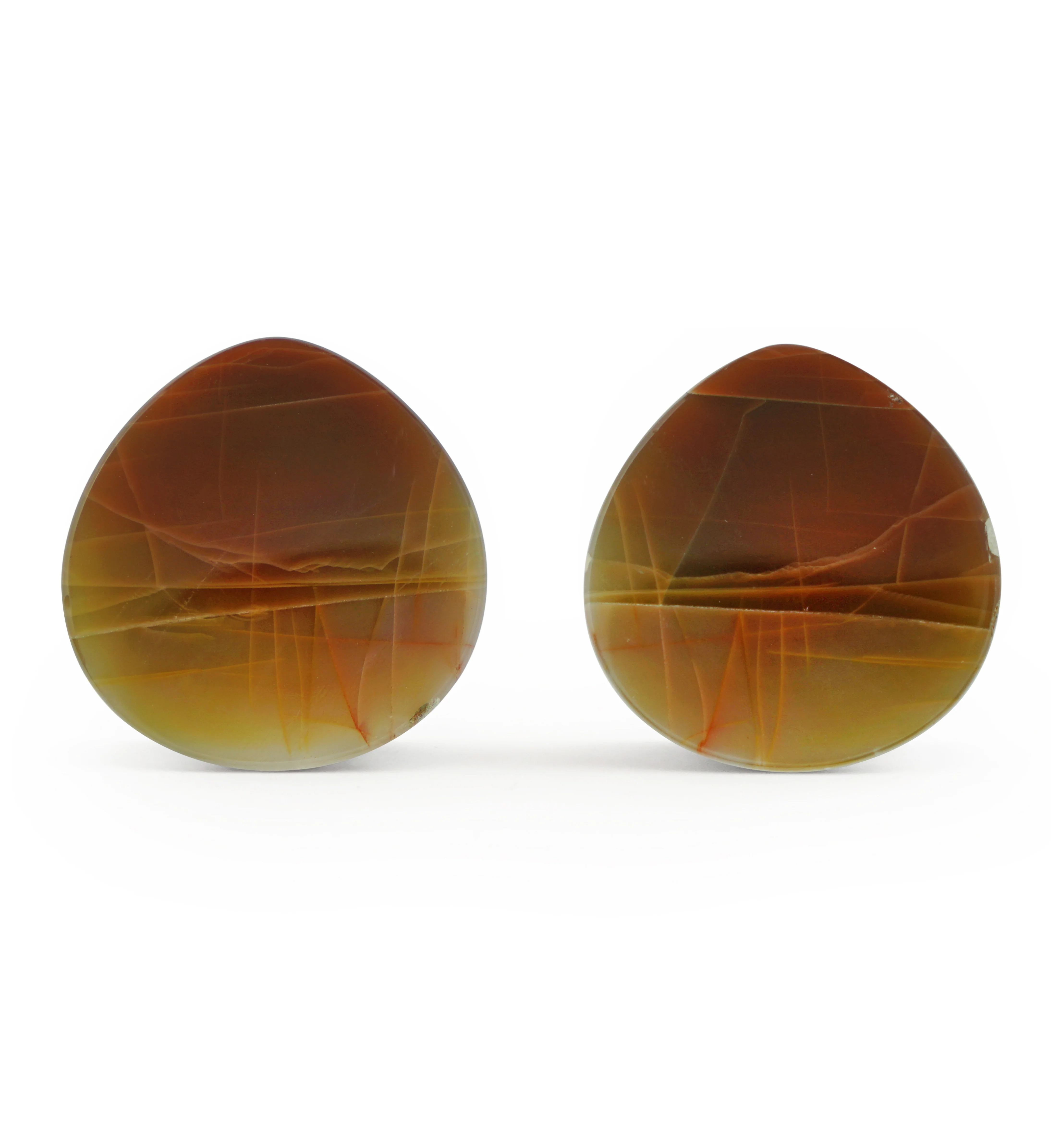 1 & 3/8" (35mm) Timor Agate Teardrop Double Flare Plugs Version 3
